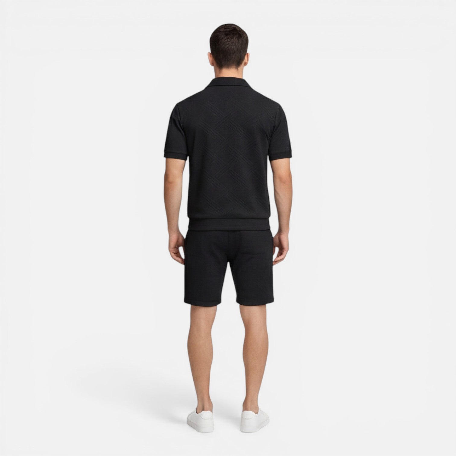 Men's Slim Fit Summer Zip Shirt and Drawstring Shorts Matching Set