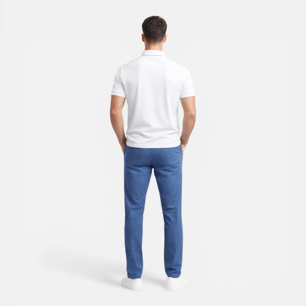 Men's Slim Fit Zip Polo Shirt - Smart Casual Cotton Blend for Everyday Wear
