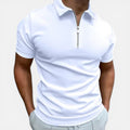 Men's Slim Fit Zip Polo Shirt - Smart Casual Cotton Blend for Everyday Wear