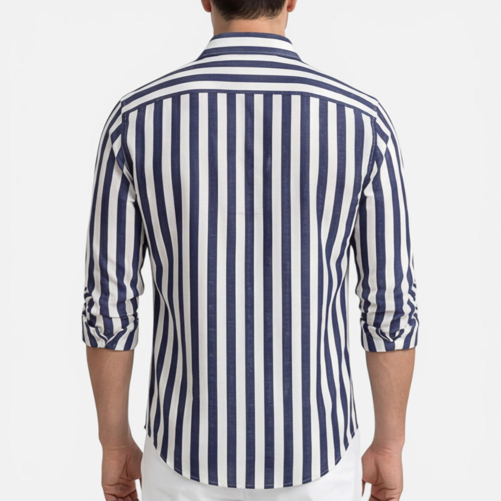 Men's Striped Cotton Shirt | Breathable Slim Fit | Classic Casual Wear
