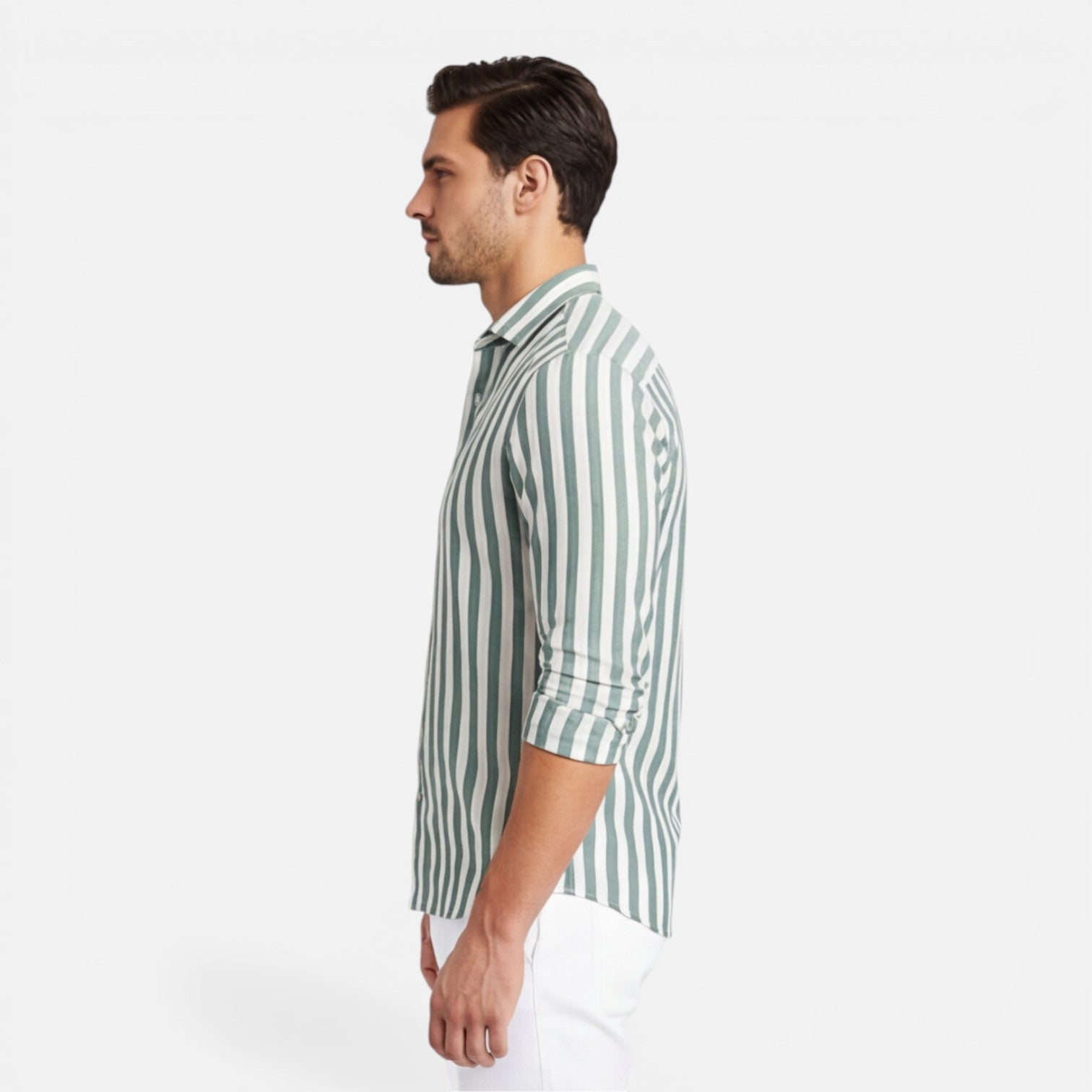 Men's Striped Cotton Shirt | Breathable Slim Fit | Classic Casual Wear