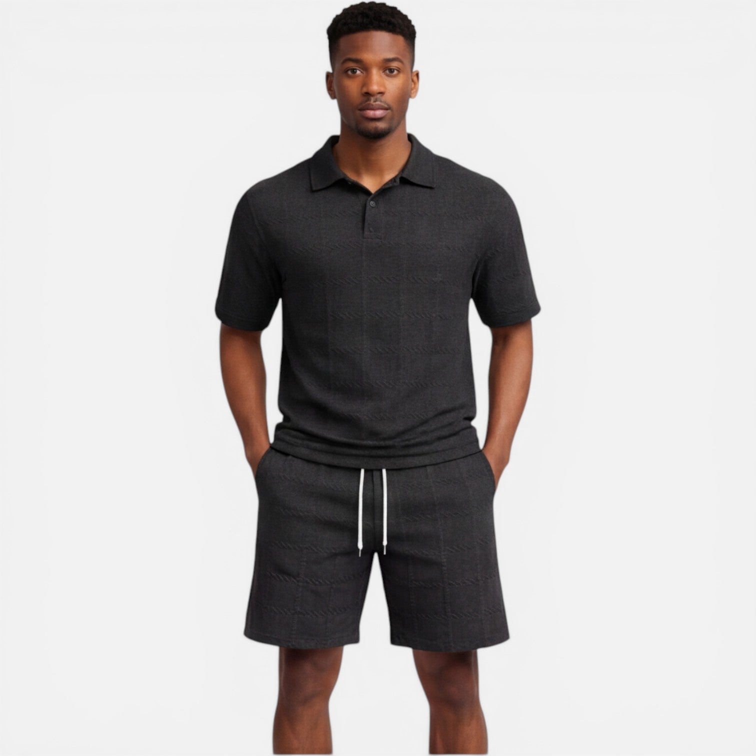 Men's Structured Knit Polo and Shorts Set | Breathable Summer Outfit