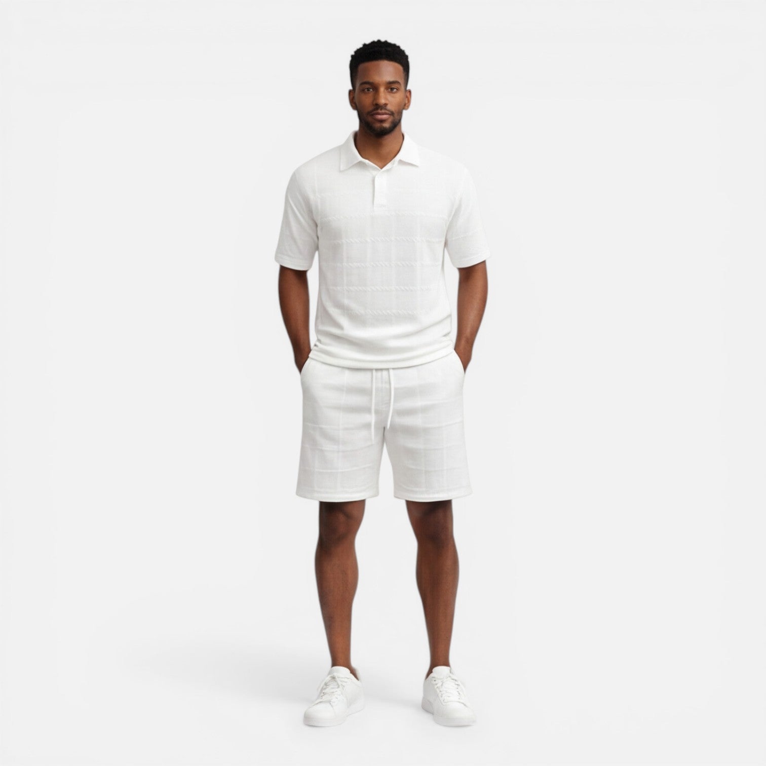 Men's Structured Knit Polo and Shorts Set | Breathable Summer Outfit