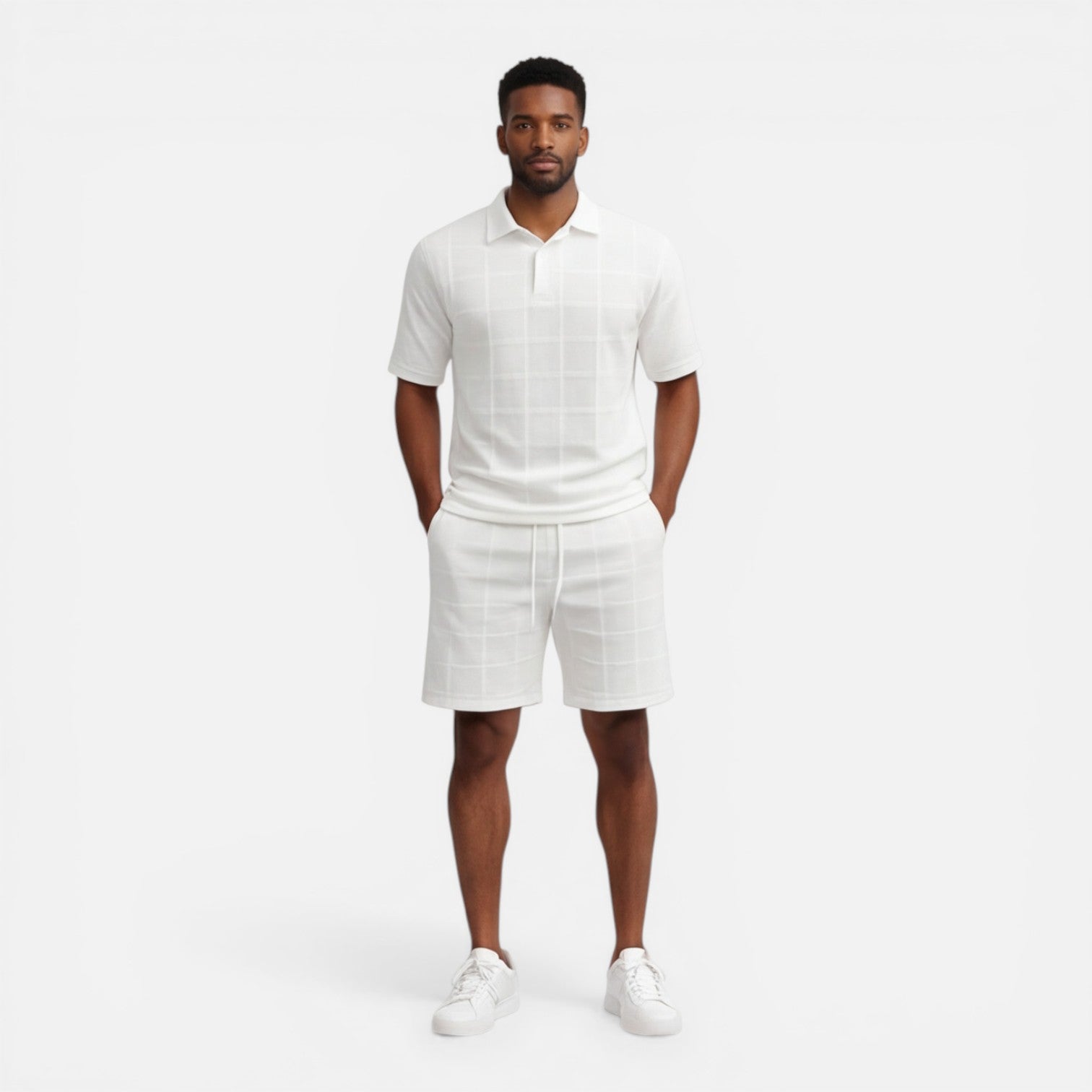 Men's Structured Knit Polo and Shorts Set | Breathable Summer Outfit