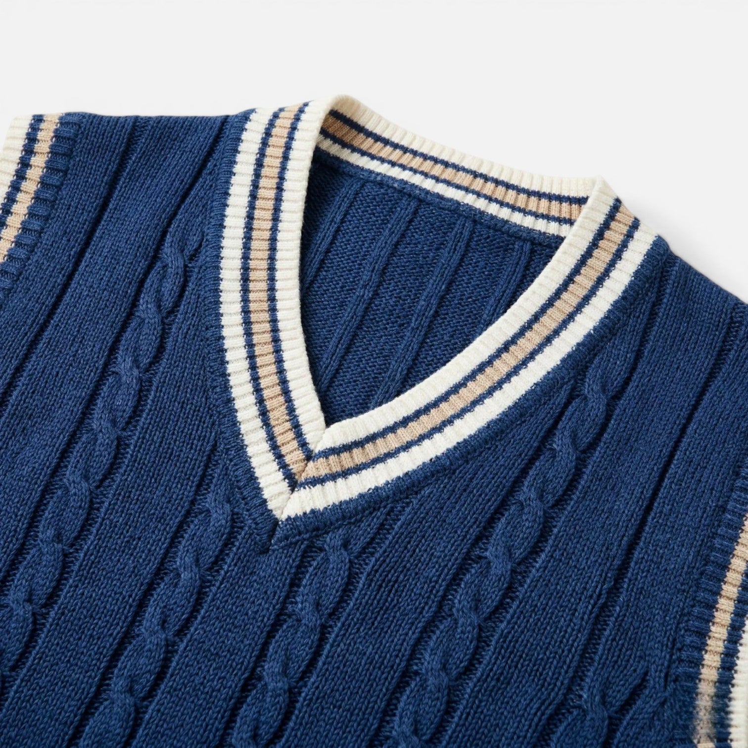 Men's Wool V-Neck Cable Knit Sweater Vest for Business Casual Wear