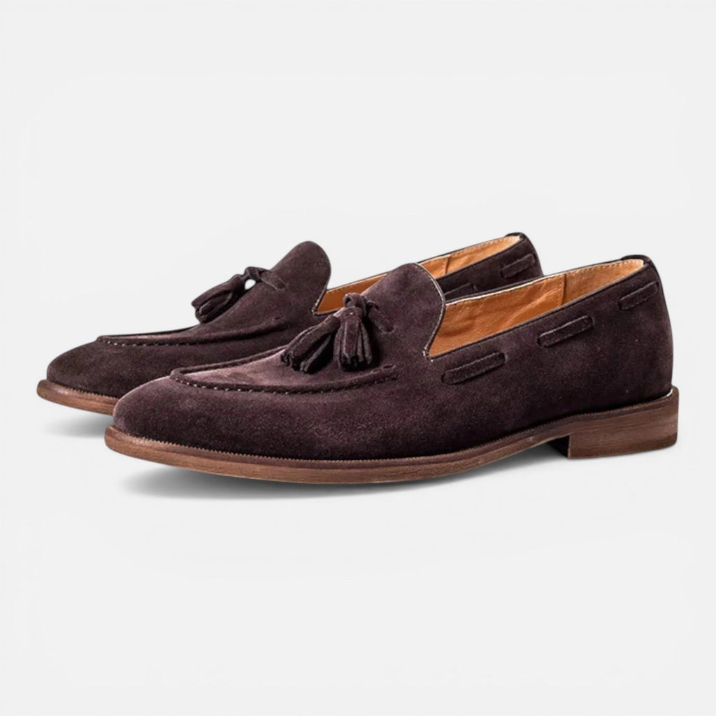Nubuck Leather Tassel Loafers for Men | Comfortable Slip-On Dress Shoes