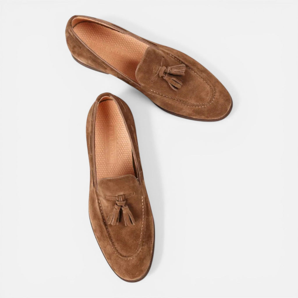 Nubuck Leather Tassel Loafers for Men | Comfortable Slip-On Dress Shoes