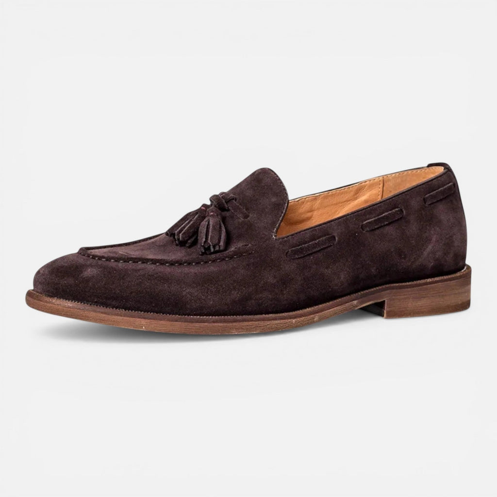 Nubuck Leather Tassel Loafers for Men | Comfortable Slip-On Dress Shoes