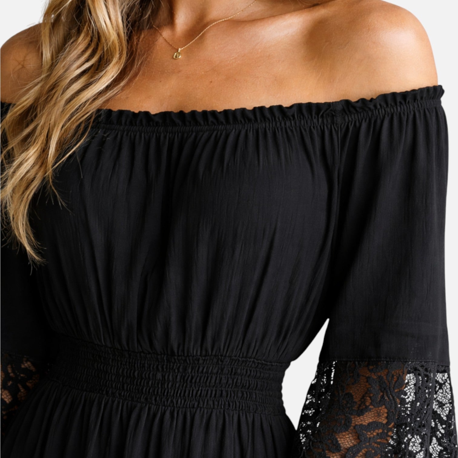 Off Shoulder Lace Maxi Dress for Women - Elegant Summer Evening Wear