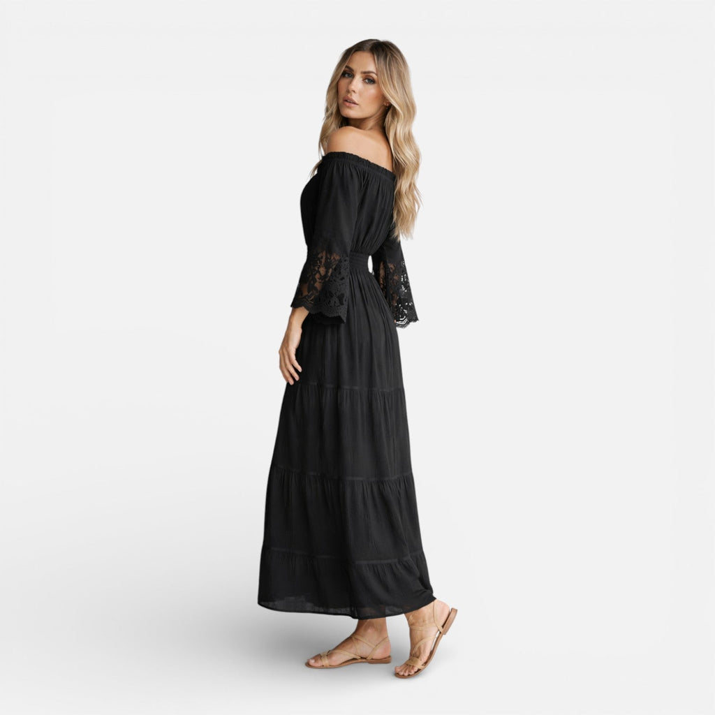 Off Shoulder Lace Maxi Dress for Women - Elegant Summer Evening Wear