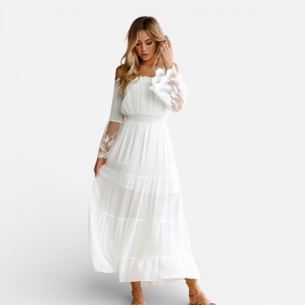 Off Shoulder Lace Maxi Dress for Women - Elegant Summer Evening Wear