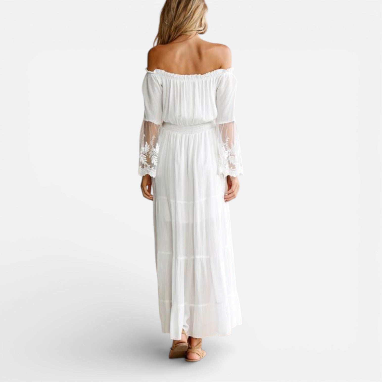 Off Shoulder Lace Maxi Dress for Women - Elegant Summer Evening Wear
