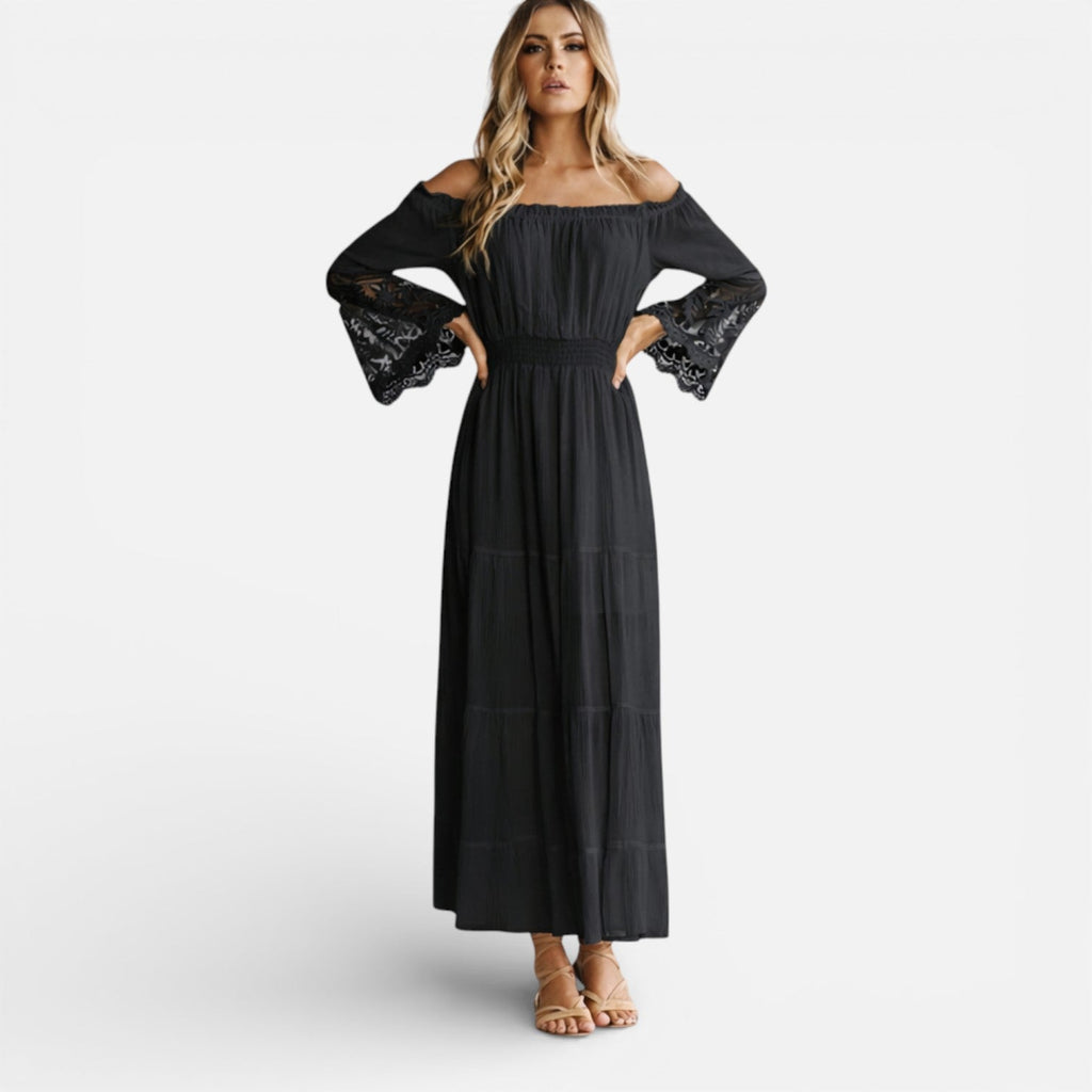 Off Shoulder Lace Maxi Dress for Women - Elegant Summer Evening Wear