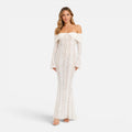 Off Shoulder Lace Maxi Dress with Flare Sleeves for Women