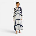 Oversized Geometric Print Maxi Dress for Women - Loose Fit Shirt Style