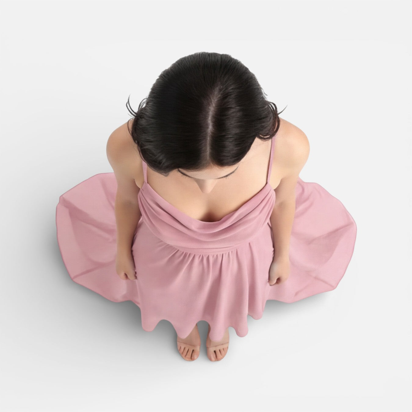 Pink Chiffon High Low Cowl Neck Bridesmaid Dress for Weddings