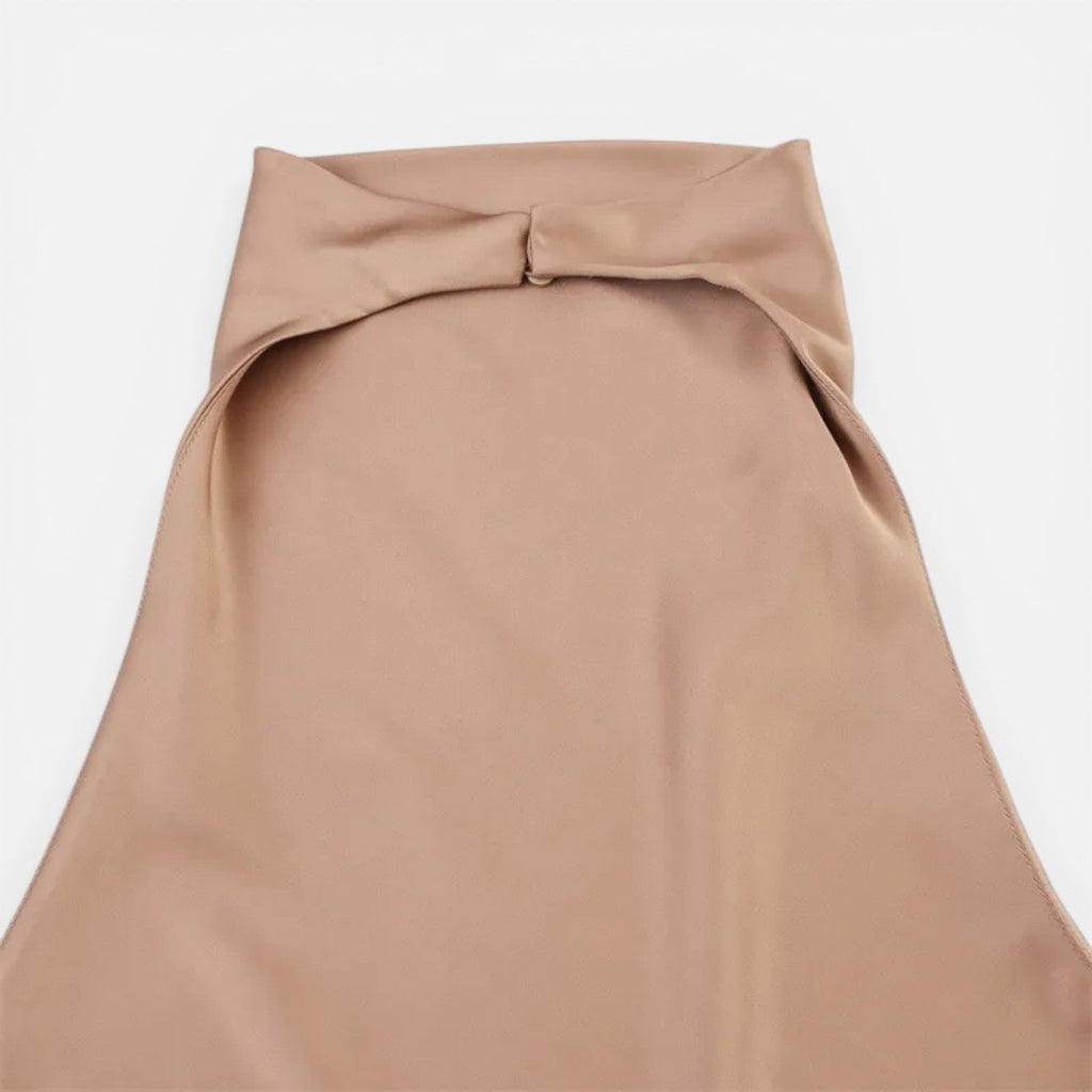 Satin Halter Neck Top for Women | Draped Elegant Fit | Evening Wear