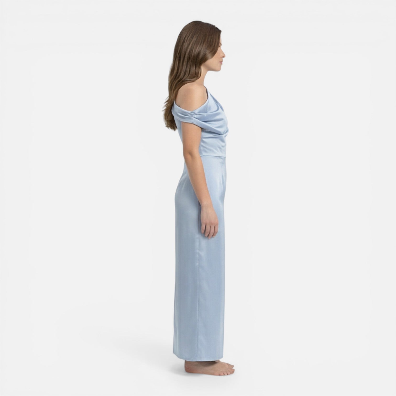 Satin One Shoulder Midi Dress for Women | Slim Fit Wedding Guest Attire