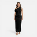 Satin One Shoulder Midi Dress for Women | Slim Fit Wedding Guest Attire