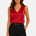 Satin Sleeveless V Neck Blouse | Elegant Silky Top for Women