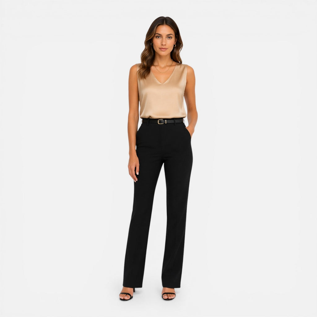 Satin Sleeveless V Neck Blouse | Elegant Silky Top for Women