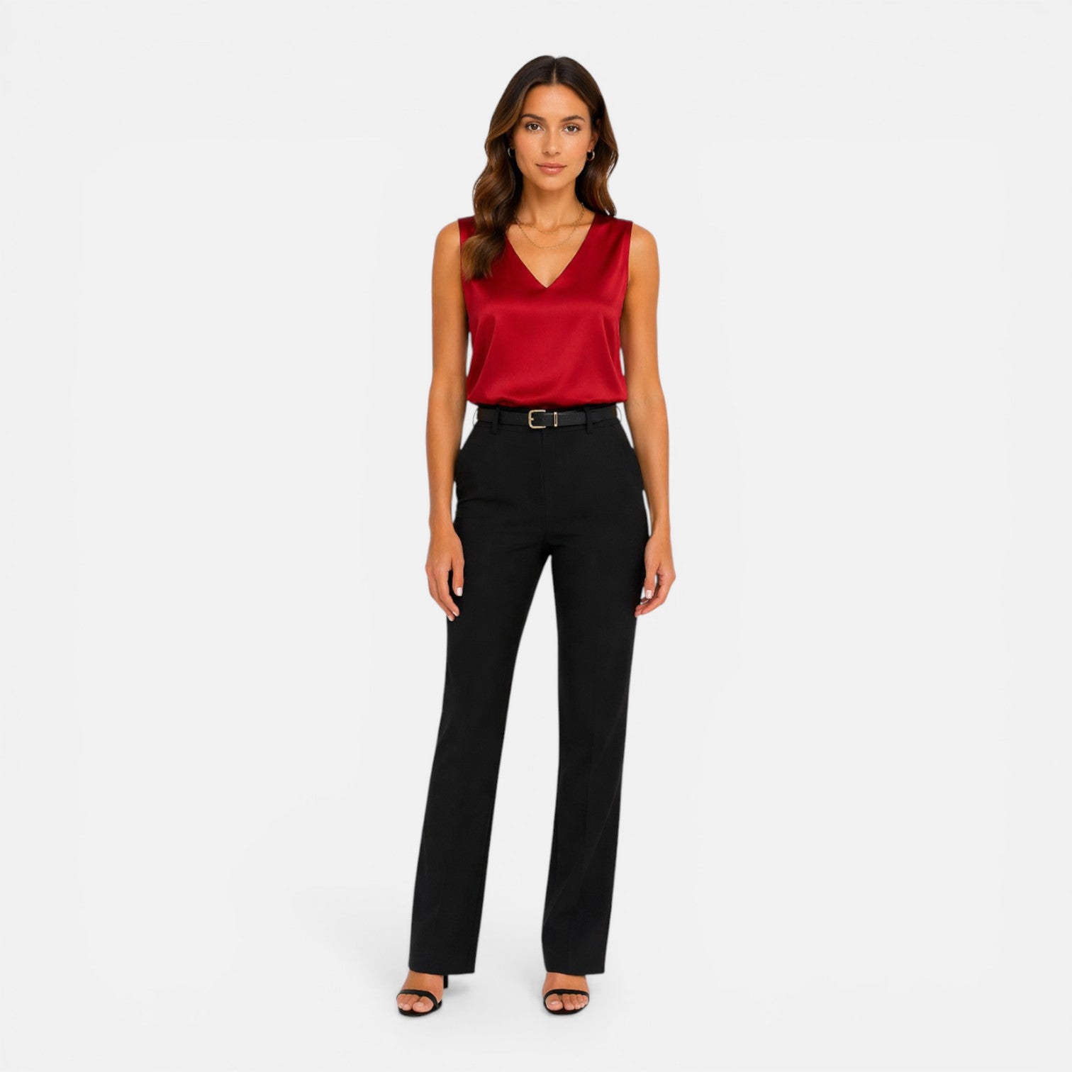 Satin Sleeveless V Neck Blouse | Elegant Silky Top for Women