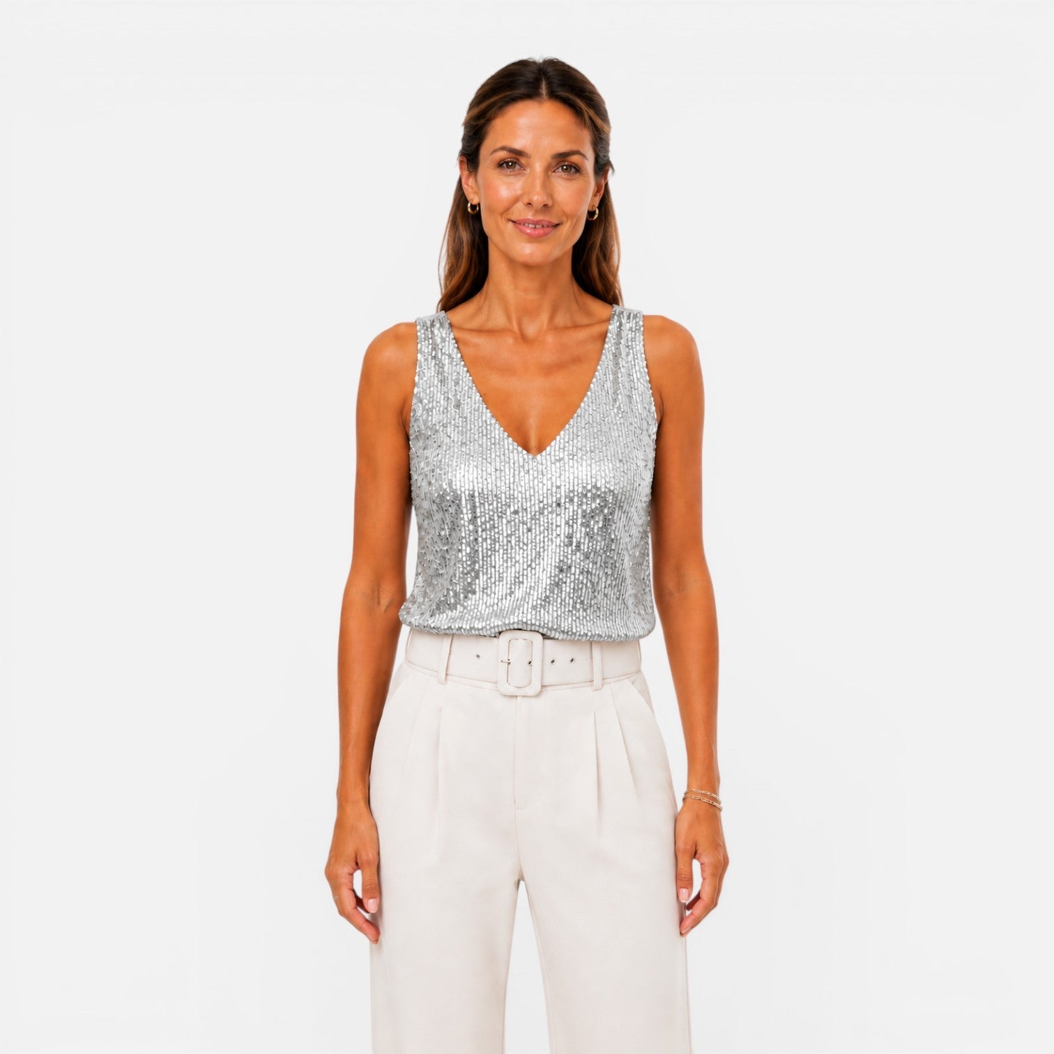 Sequin V-Neck Top for Women | Evening & Party Wear Blouse