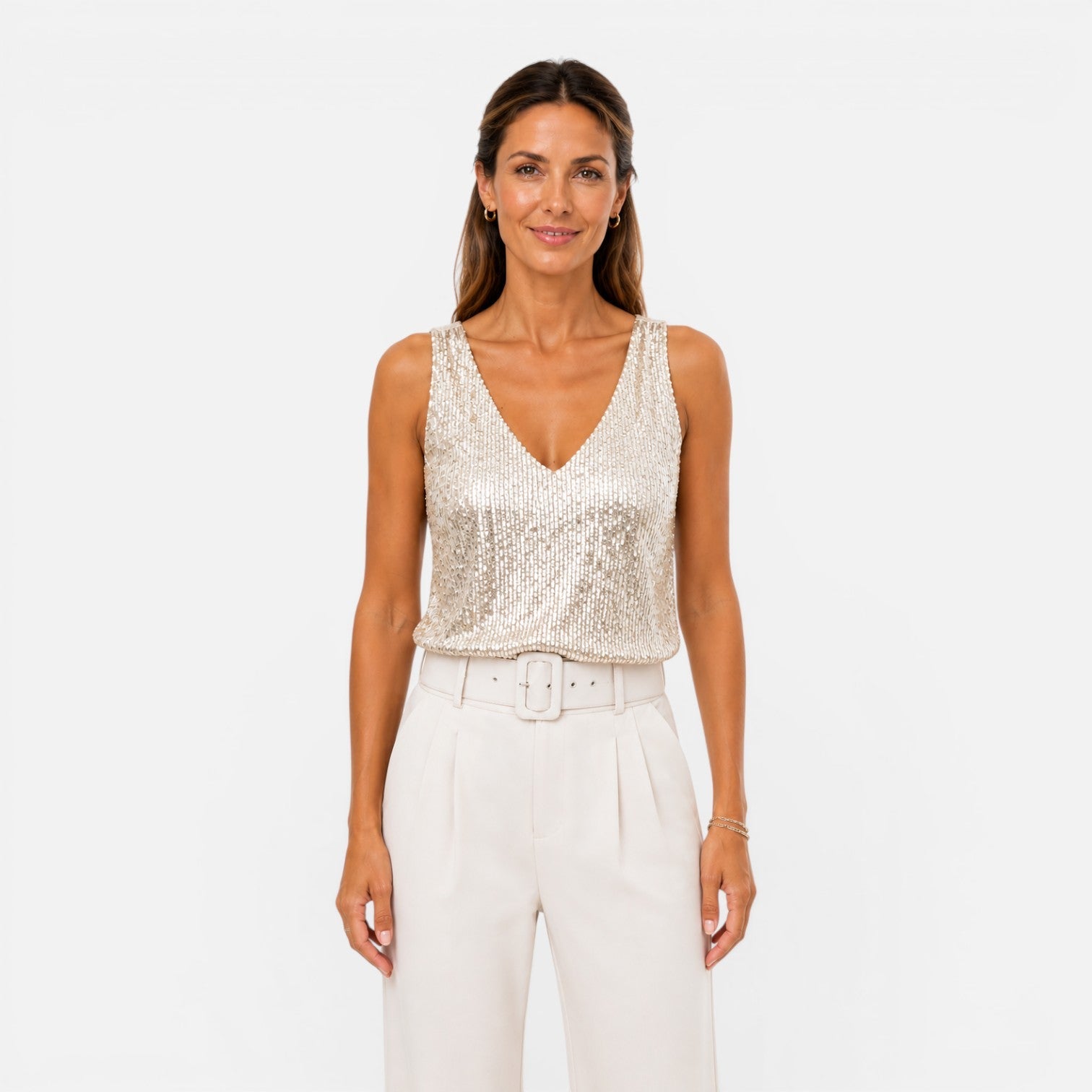 Sequin V-Neck Top for Women | Evening & Party Wear Blouse