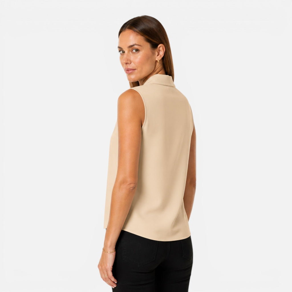 Sleeveless Women's Blouse | Elegant Draped V-Neck | Timeless Fit Top