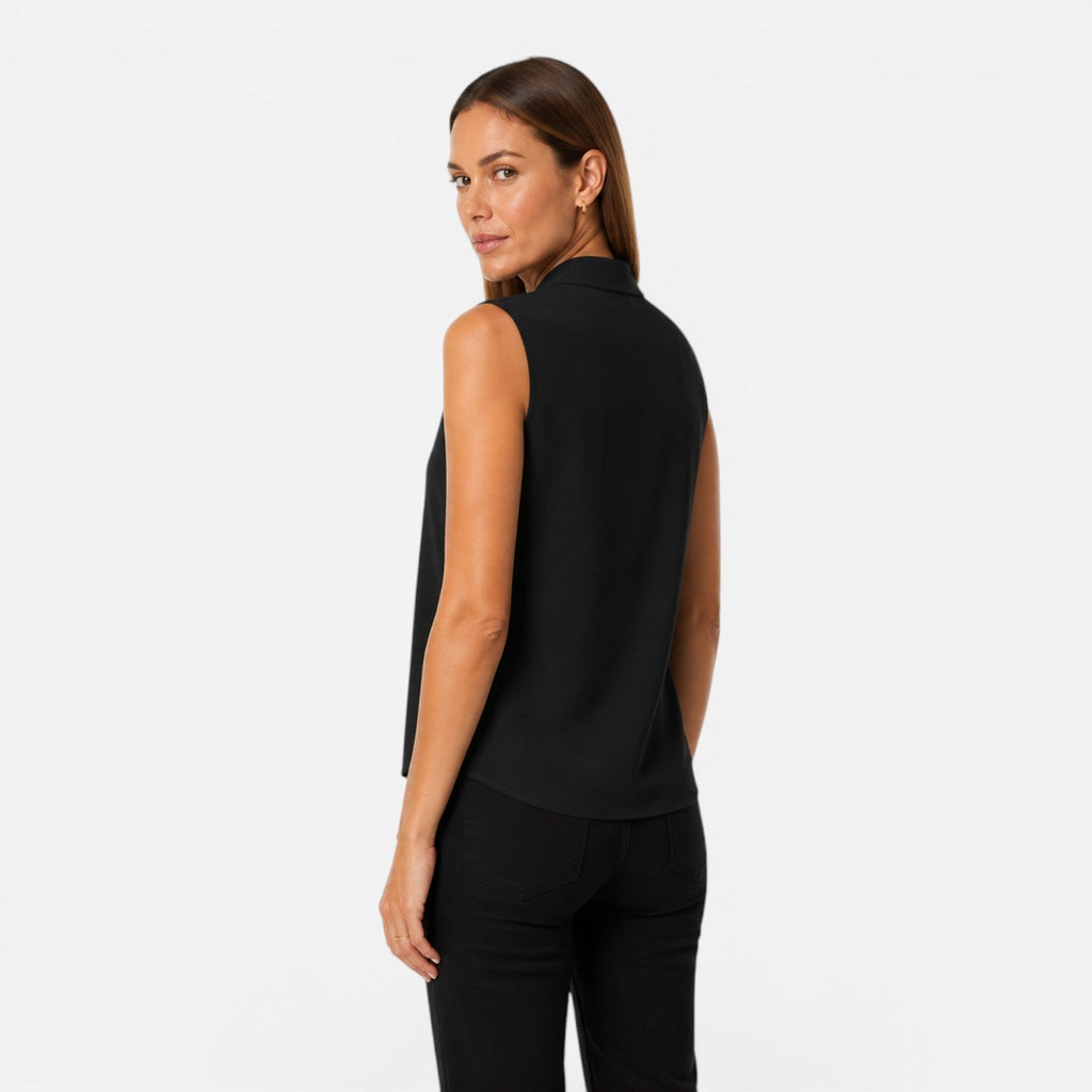 Sleeveless Women's Blouse | Elegant Draped V-Neck | Timeless Fit Top