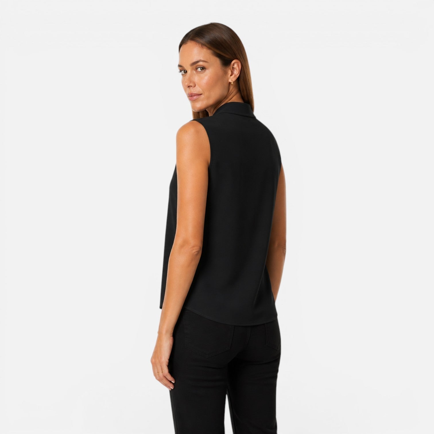 Sleeveless Women's Blouse | Elegant Draped V-Neck | Timeless Fit Top