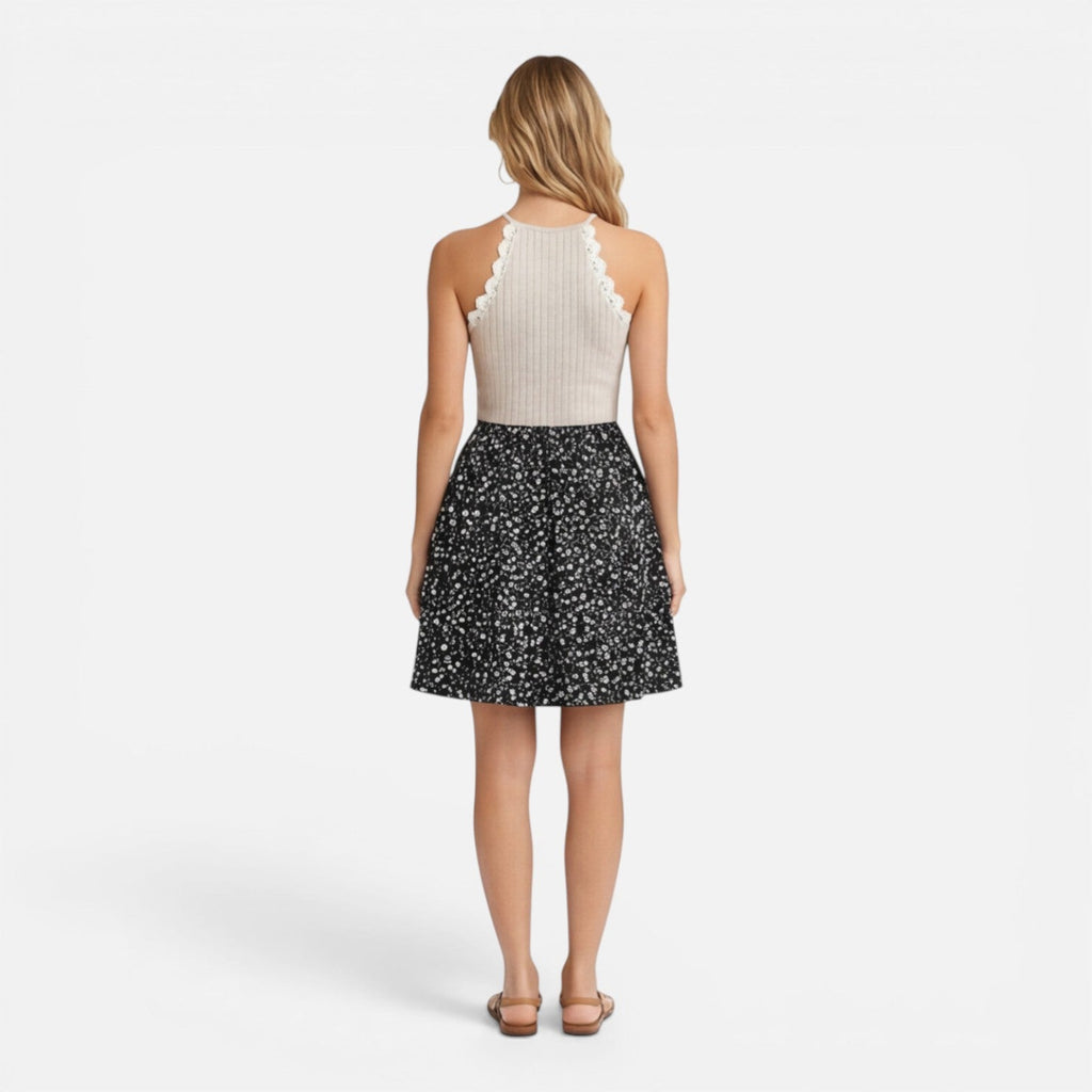 Slim Fit Lace Trim Sleeveless Summer Dress for Women - Casual Wear