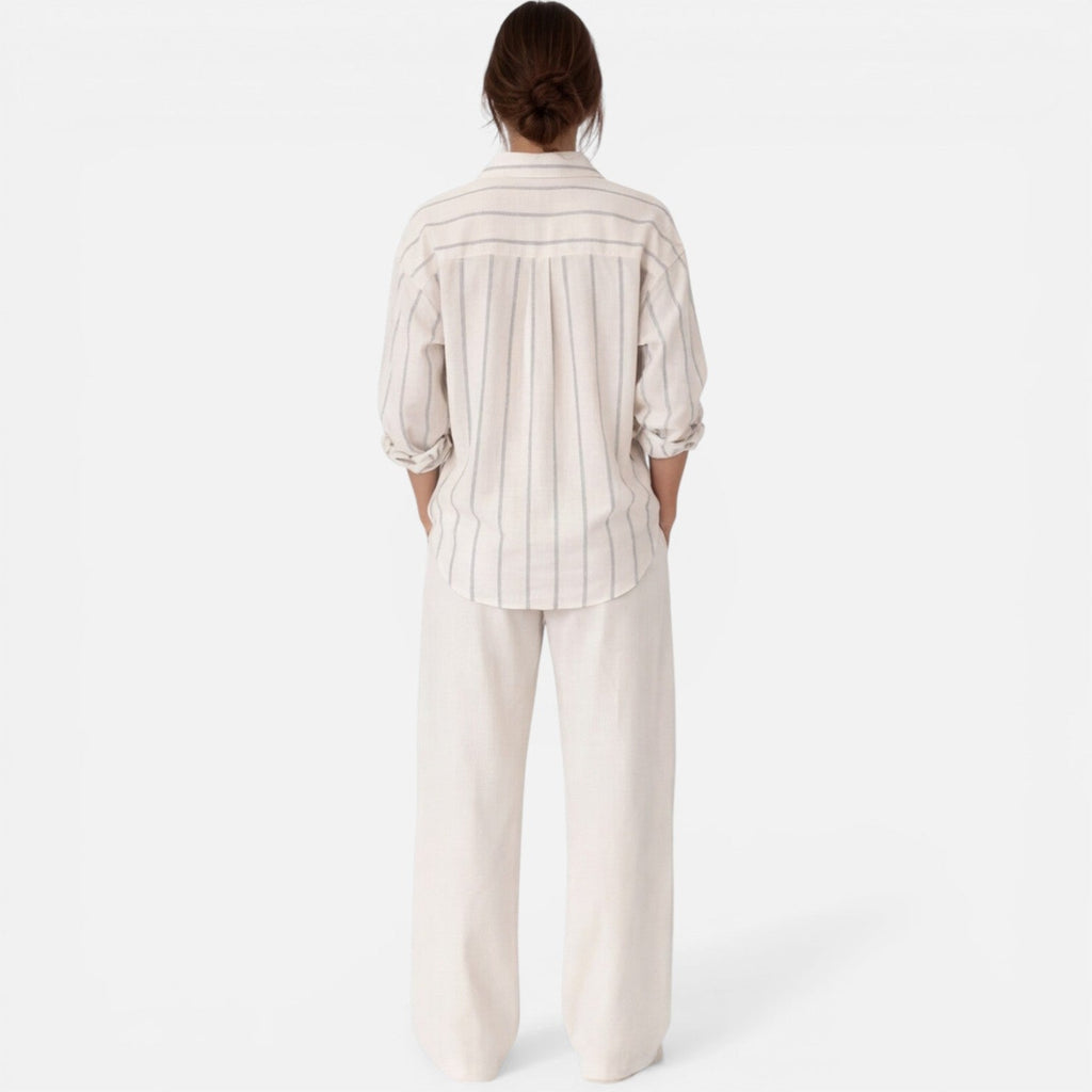 Striped Lightweight Button Down Shirt for Women - Relaxed Fit Casual Wear