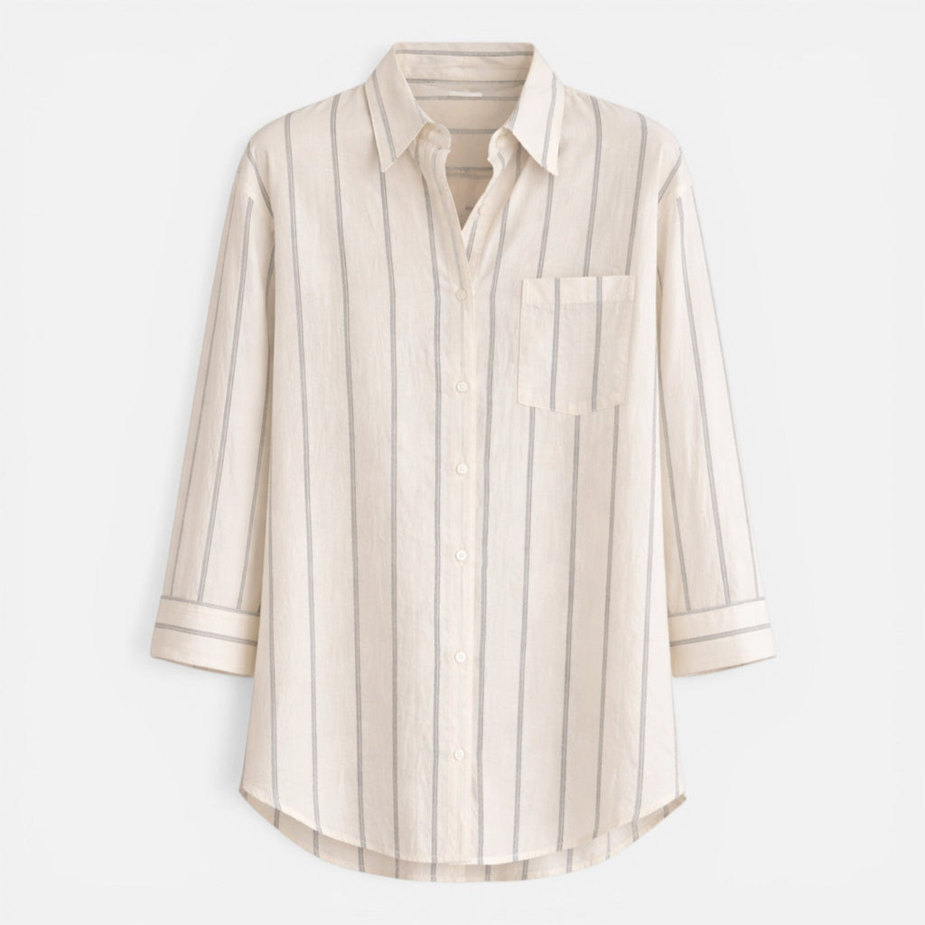 Striped Lightweight Button Down Shirt for Women - Relaxed Fit Casual Wear