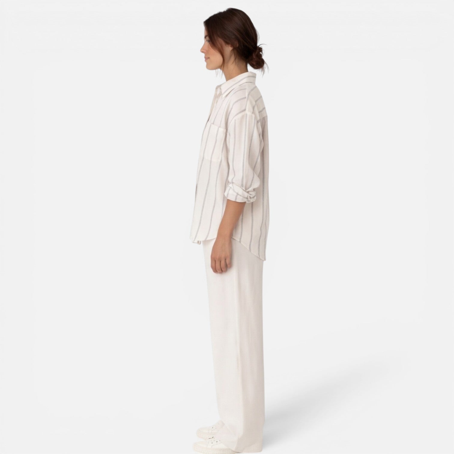 Striped Lightweight Button Down Shirt for Women - Relaxed Fit Casual Wear