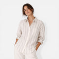 Striped Lightweight Button Down Shirt for Women - Relaxed Fit Casual Wear