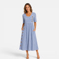 Striped Midi Dress in Soft Fabric - Casual Everyday Wear for Women