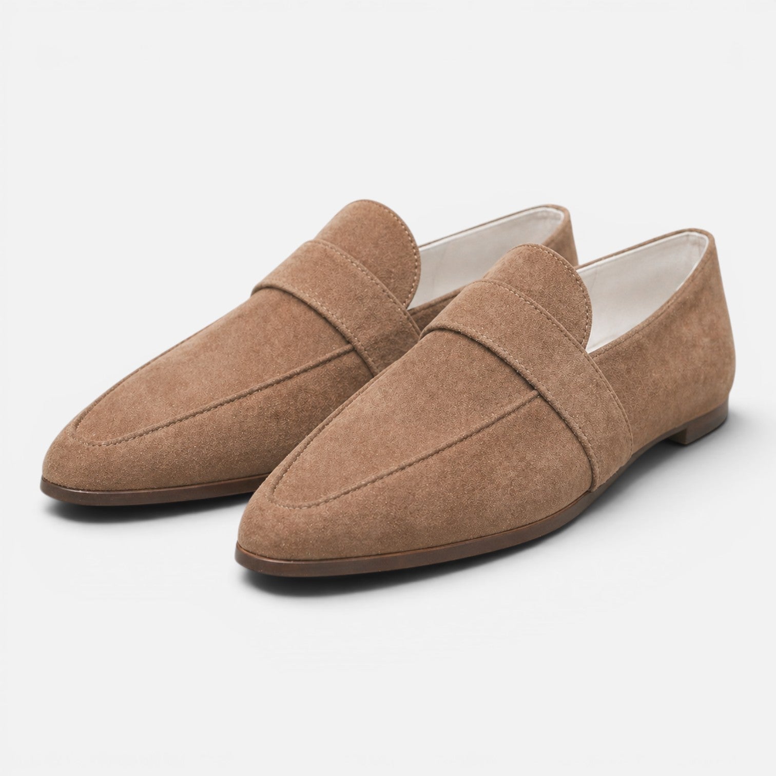 Suede Pointed Toe Loafers for Women | Classic Comfort Slip-On Shoes