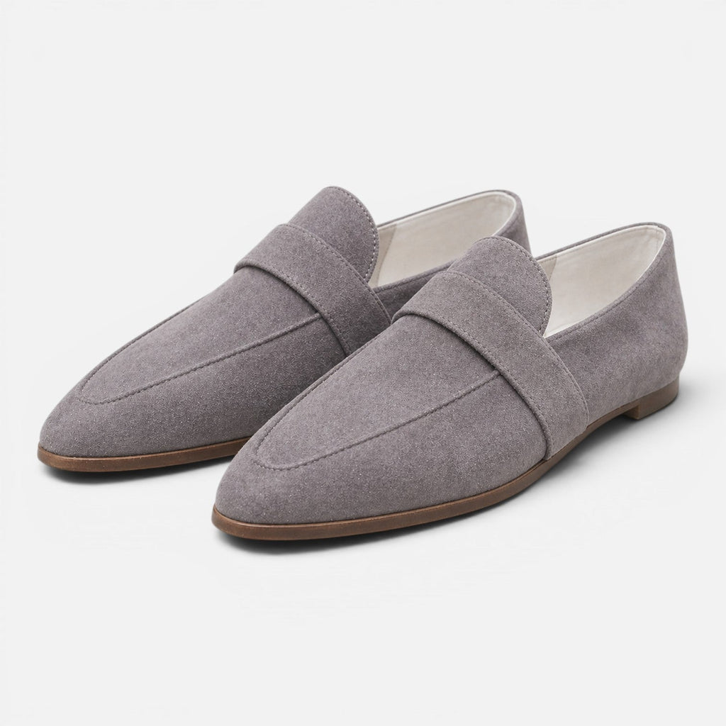 Suede Pointed Toe Loafers for Women | Classic Comfort Slip-On Shoes