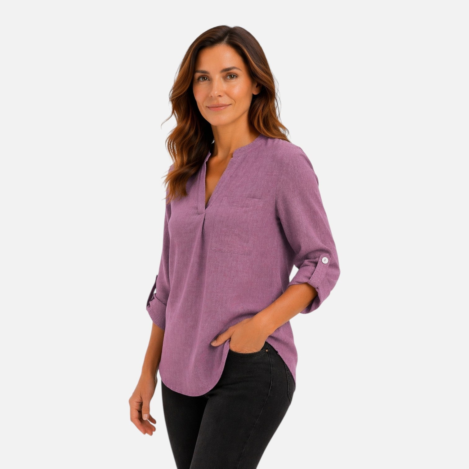 V Neck Long Sleeve Blouse | Elegant Casual Top for Women