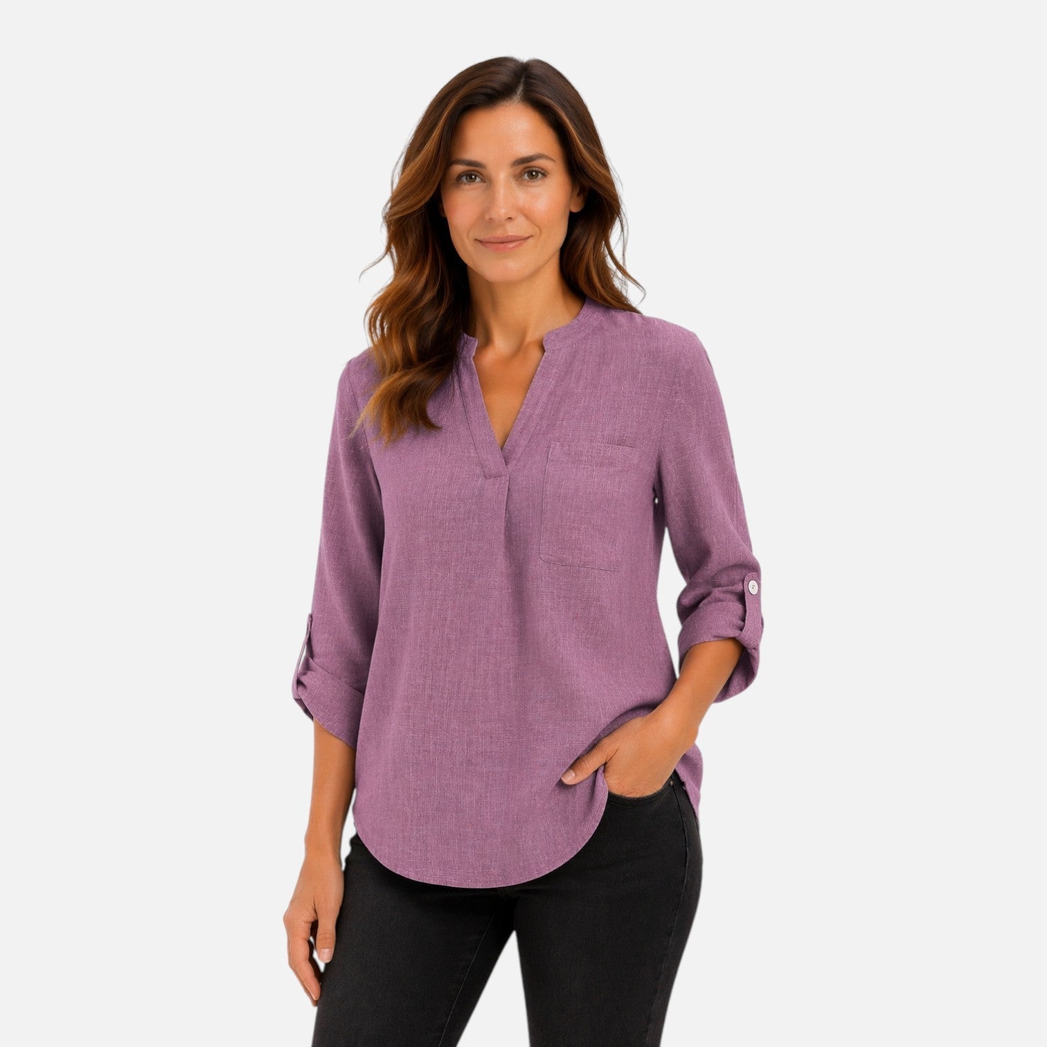 V Neck Long Sleeve Blouse | Elegant Casual Top for Women