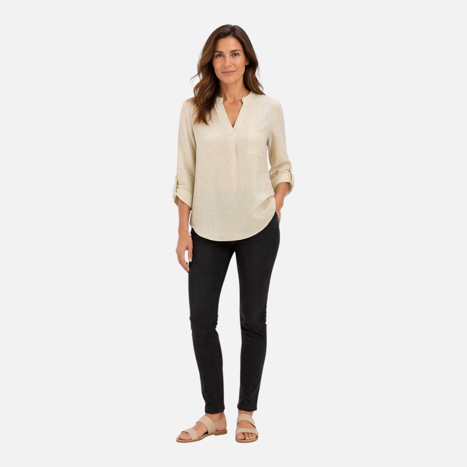 V Neck Long Sleeve Blouse | Elegant Casual Top for Women