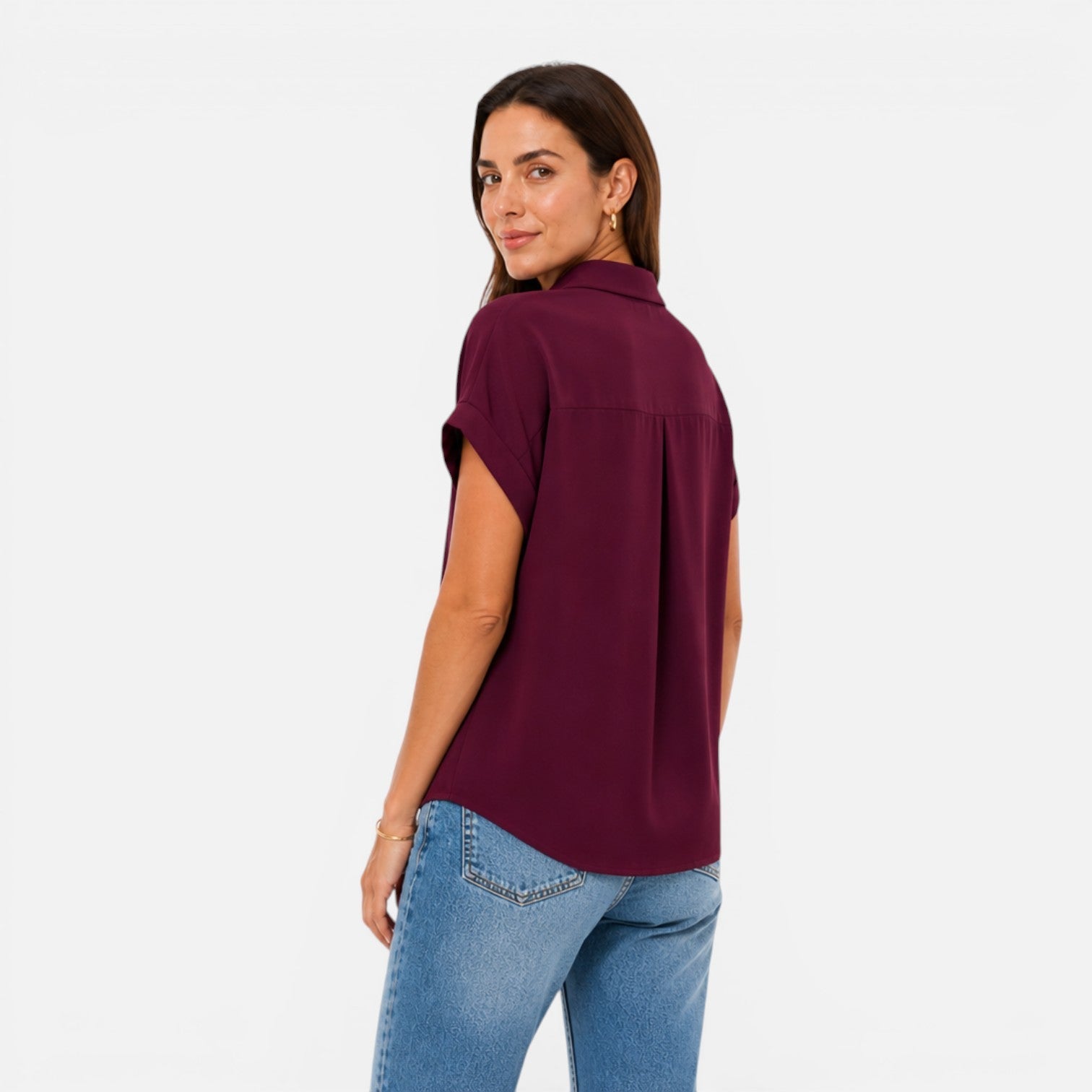 V-Neck Short Sleeve Blouse | Lightweight Relaxed Fit Top for Women