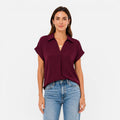 V-Neck Short Sleeve Blouse | Lightweight Relaxed Fit Top for Women
