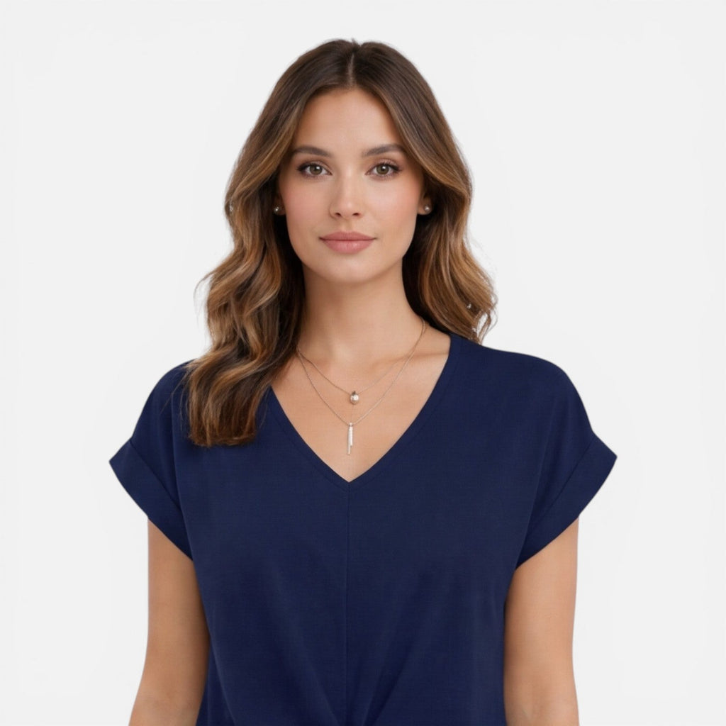 V-Neck Twist Front T-Shirt for Women | Soft Casual Summer Top