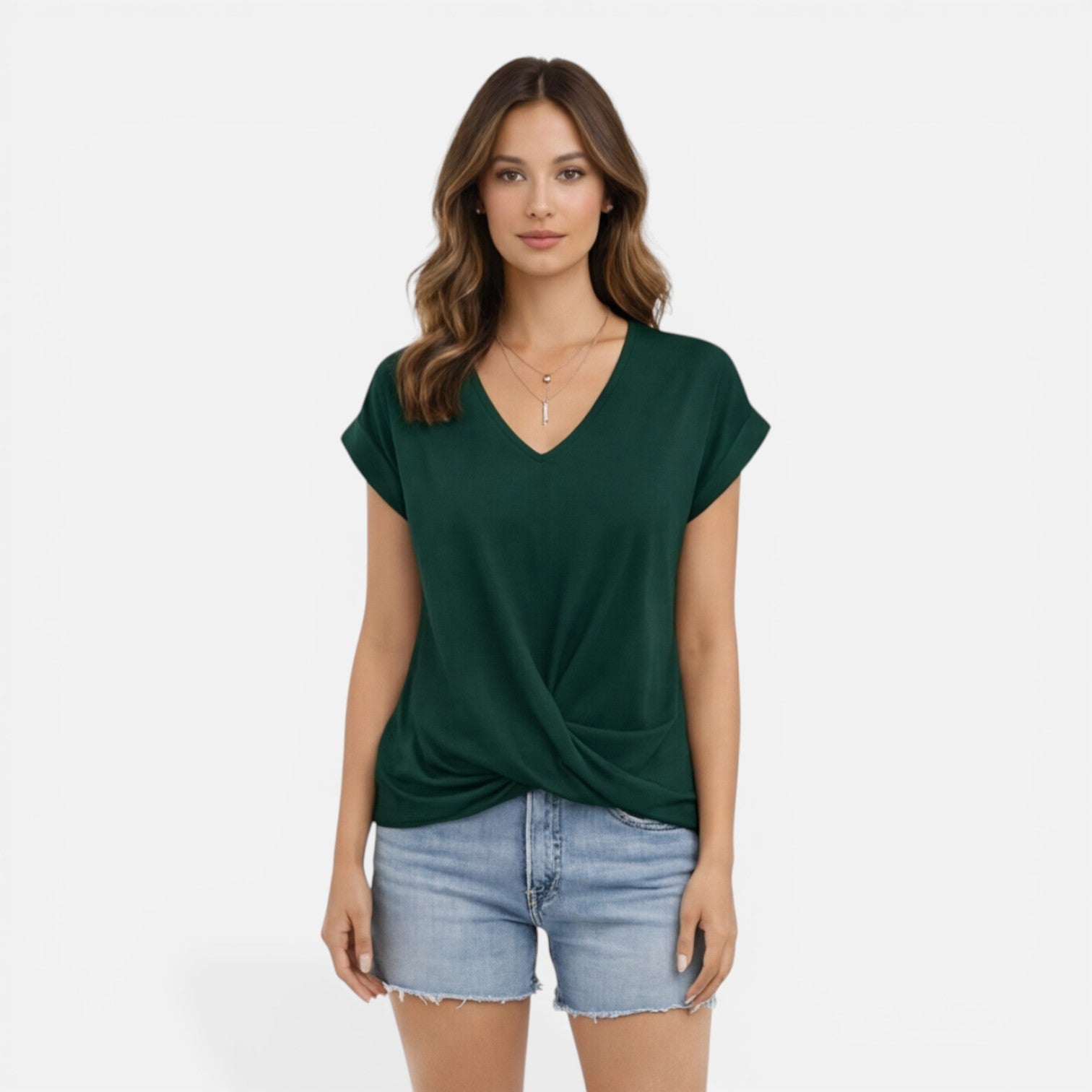 V-Neck Twist Front T-Shirt for Women | Soft Casual Summer Top