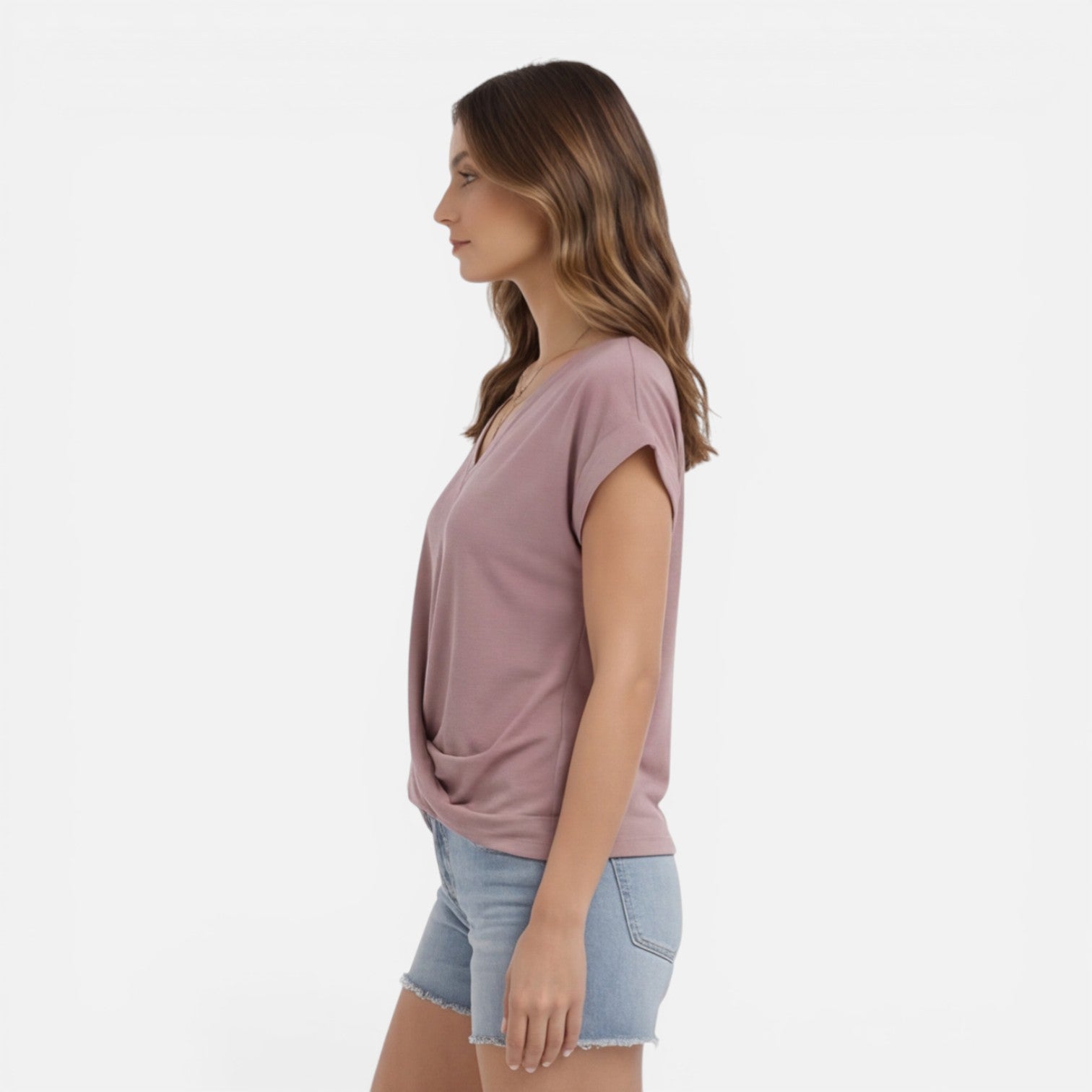 V-Neck Twist Front T-Shirt for Women | Soft Casual Summer Top