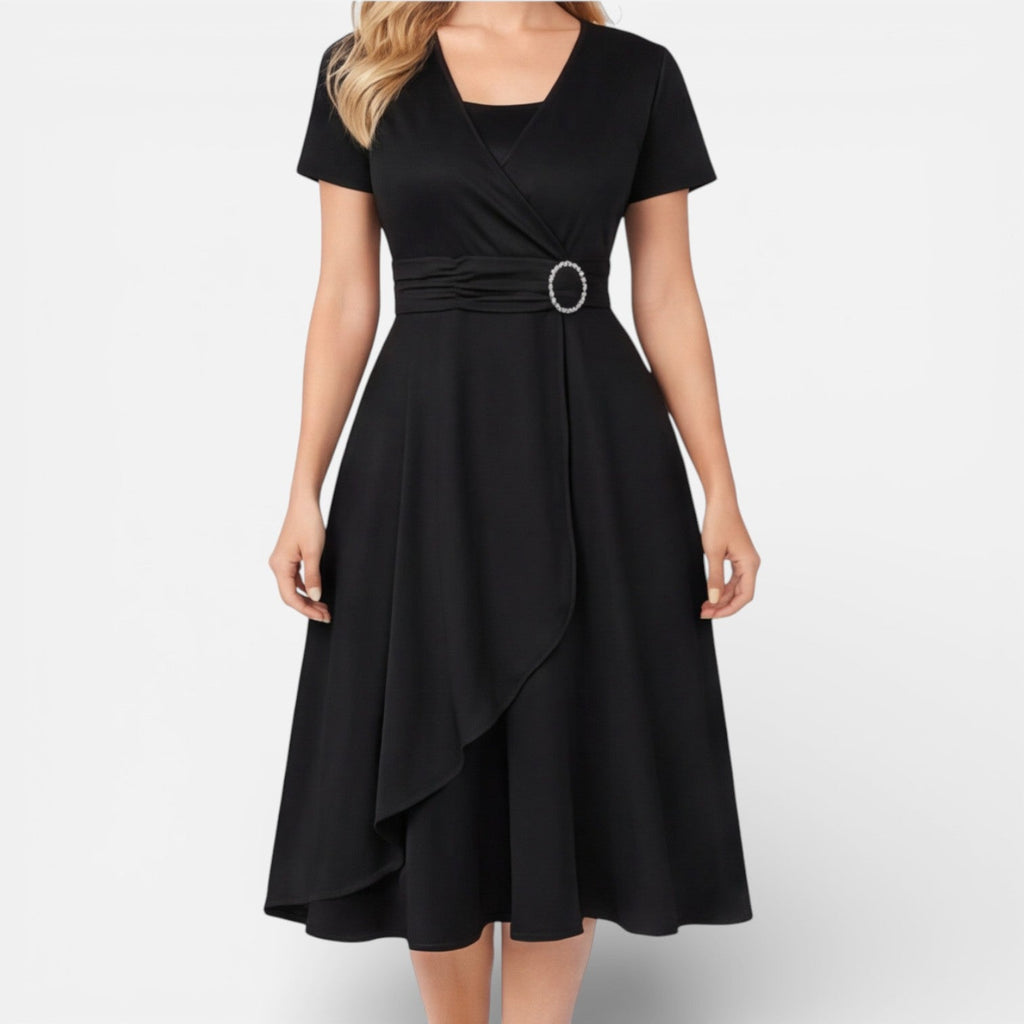 V Neck Wrap Dress | High Waist | Formal Wedding Guest Attire for Women