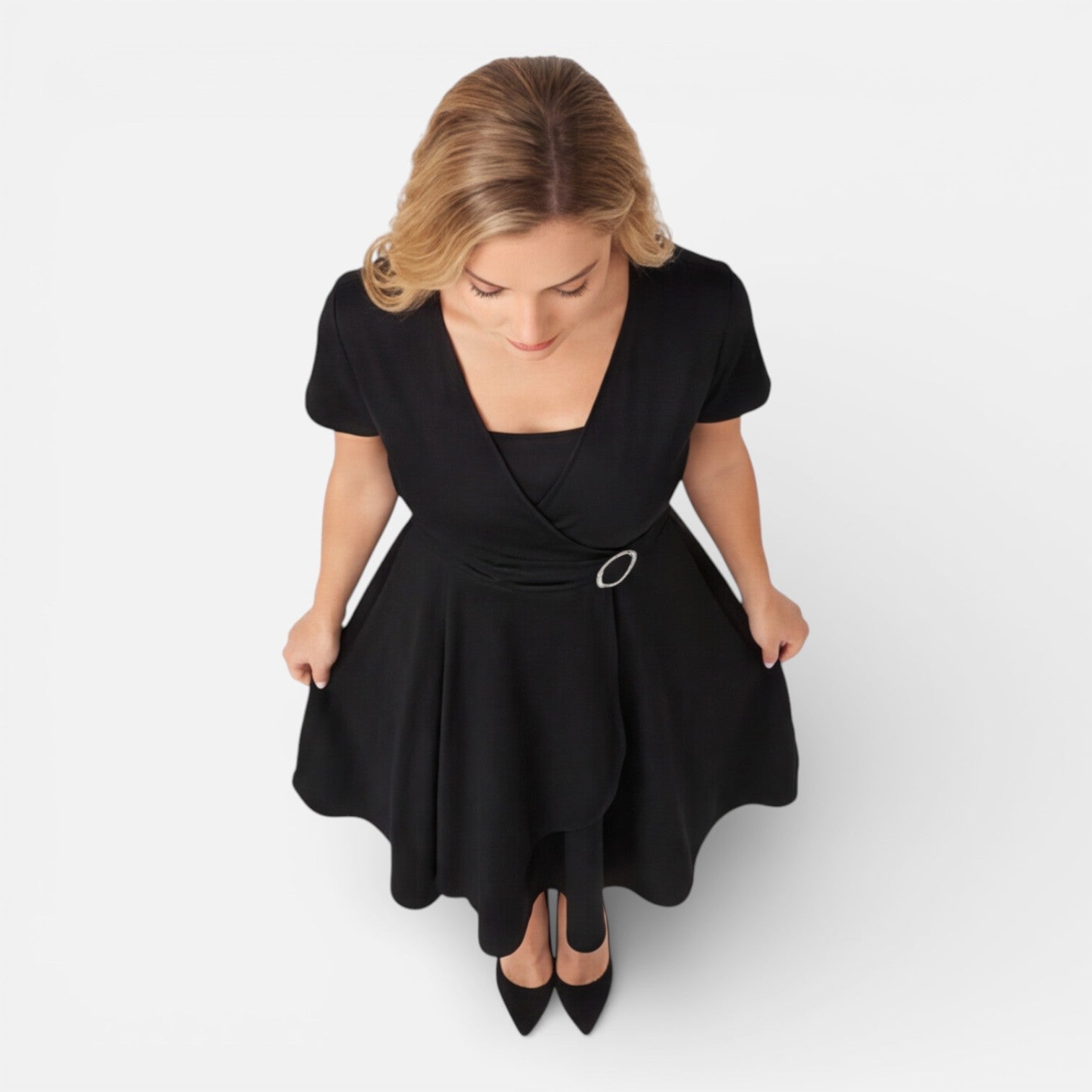 V Neck Wrap Dress | High Waist | Formal Wedding Guest Attire for Women