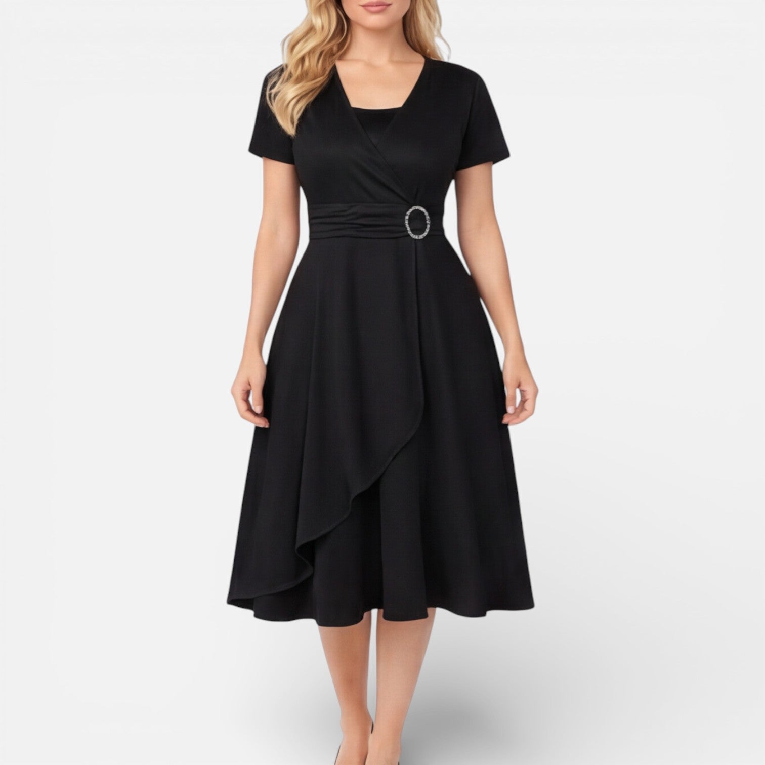 V Neck Wrap Dress | High Waist | Formal Wedding Guest Attire for Women